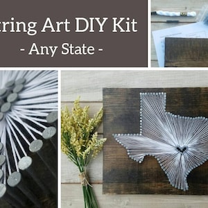 DIY Texas String Art Kit, Rustic Wood Decor (11x13), Custom Sign