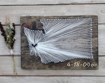 Washington String Art, Washington Decor, Washington Home Sign, Washington Nail Art, Rustic Decor, Washington, Washington Gift, 9x13, 16x24