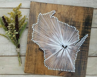 Wisconsin String Art, Wisconsin Home Sign, Wisconsin Decor, Wisconsin Nail Art, Wisconsin Gift, Wisconsin Map, 11x13, 24x24