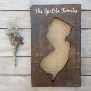 New Jersey Sign, Burlap Print, New Jersey Decor, New Jersey, New Jersey State New Jersey Map, Print, Wall Art Rustic Decor Home Decor, 11x13