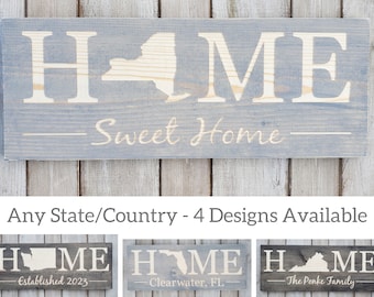 New York Home Sweet Home, New York Sign, New York Decor, New York, New York Love, New York Decor, Rustic Decor, Home Decor, State Art, 9x24