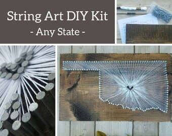 DIY Oklahoma String Art Kit, State String Art Kit, Oklahoma Nail Art, Oklahoma Decor, Custom sign, Oklahoma love, Oklahoma home, 9x13