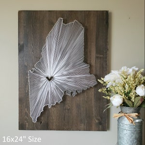 Maine String Art, Maine Decor, State string Art, Maine Nail Art, Maine Gifts, Maine State Map, Maine home, Rustic Decor, 9x13, 16x24