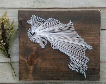 Costa Rica String Art sign, Costa Rica Wall Art, Costa Rica Nail Art Sign, Custom Sign, Rustic Decor, Wood Wall Art, 11x13, 24x24