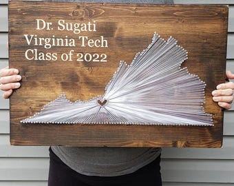 Virginia String Art, Virginia Decor, State string Art, Virginia Nail Art, Virginia Gift, Rustic Decor, Virginia love, 9x15, 16x24