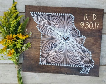 Missouri String Art, Missouri Rustic Decor, State string Art, Missouri Nail Art, Rustic Wood Decor, Missouri Gifts, custom sign gift, 11x13