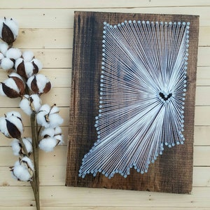 Indiana String Art, Indiana Decor, State string Art, Indiana Nail Art, Indiana Gift, Rustic Decor, custom sign, 9x13, 16x24