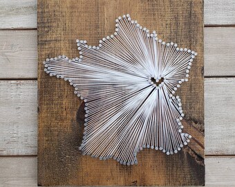 France String Art sign, France Wall Art, France Nail Art Sign, Custom Sign, Gallery Wall, Rustic Decor, Personalized Gift, 11x13, 24x24