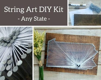 DIY Pennsylvania String Art Kit, State string Art Kit, Pennsylvania Nail Art, Rustic Wood Wall Art, Pennsylvania Decor, Penn State, 9x13