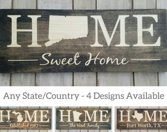Connecticut Home Sweet Home, Connecticut Sign, Connecticut Decor, Connecticut, Connecticut Love, Connecticut Home Decor, Rustic Decor, 9x24