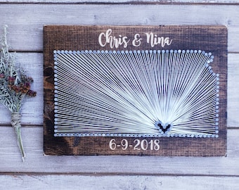 Kansas String Art, Kansas Decor, State string Art, Kansas Nail Art, Kansas Gift, Rustic Decor, Kansas love, Kansas Map, 9x13, 16x24