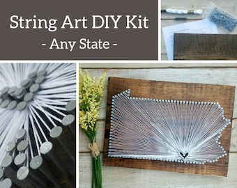 DIY Pennsylvania String Art Kit, State string Art Kit, Pennsylvania Nail Art, Rustic Wood Wall Art, Pennsylvania Decor, Penn State, 9x13