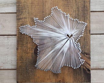 France String Art sign, France Wall Art, France Nail Art Sign, Custom Sign, Gallery Wall, Rustic Decor, Personalized Gift, 11x13, 24x24