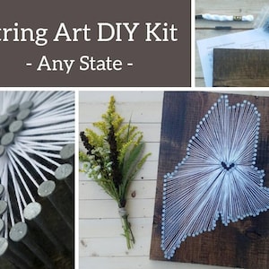 DIY Maine String Art Kit, Rustic Wood State Sign, Wall Decor
