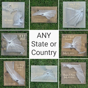 Cotton Anniversary String Art: Custom State Heart Wall Decor