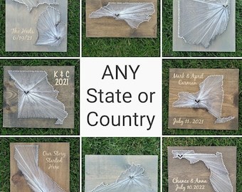 Cotton Anniversary String Art: Custom State Heart Wall Decor