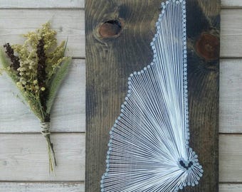 New Hampshire String Art, New Hampshire Home Sign, New Hampshire Nail Art, New Hampshire Gift, Custom Rustic Decor Sign, 9x15, 16x24