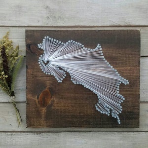 Costa Rica String Art sign, Costa Rica Wall Art, Costa Rica Nail Art Sign, Custom Sign, Rustic Decor, Wood Wall Art, 11x13, 24x24