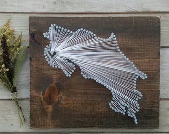 Costa Rica String Art sign, Costa Rica Wall Art, Costa Rica Nail Art Sign, Custom Sign, Rustic Decor, Wood Wall Art, 11x13, 24x24