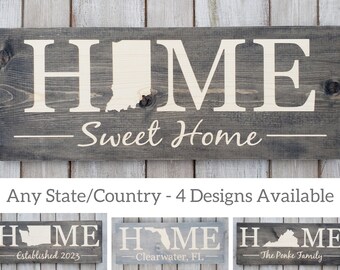 Indiana Home Sweet Home, Indiana Sign, Indiana Decor, Indiana, Indiana Love, Indiana Home Decor, Rustic Decor, Home Decor, State Art, 9x24