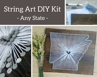 DIY Arkansas String Art Kit, State String Art Kit, Arkansas Nail Art, Custom sign, Arkansas wall art, Arkansas Print, Arkansas Map 11x13