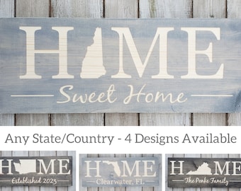 New Hampshire Home Sweet Home, New Hampshire Sign, New Hampshire Decor, New Hampshire, New Hampshire Love, Rustic Decor, State Art, 9x24