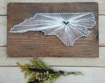 North Carolina String Art, North Carolina Home Sign, North Carolina Decor, North Carolina Nail Art, North Carolina, 9x15, 16x24