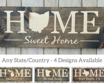Home State Sign, Hometown Pride, Hometown Sign, Farmhouse Decor, Gift Registry, Fiance Gift, Boyfriend Gift, Girlfriend Gift, 9x24