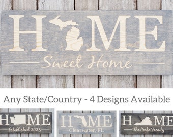 Michigan Sign, Home Sweet Home, Michigan Decor, Michigan, Michigan Love, Michigan Home Decor, Rustic Decor, Home Decor, State Art, 9x24