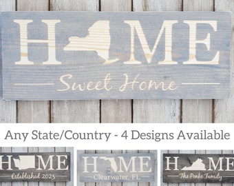 New York Home Sweet Home, New York Sign, New York Decor, New York, New York Love, New York Decor, Rustic Decor, Home Decor, State Art, 9x24