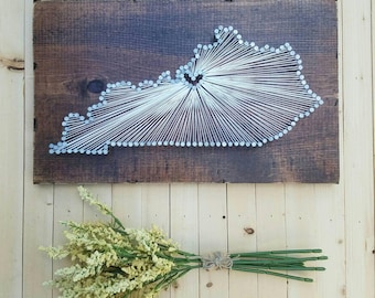 Kentucky String Art, Kentucky Home Sign, Kentucky Decor, Kentucky Nail Art, Kentucky Gifts, Kentucky home, Kentucky Map, 9x15, 16x24
