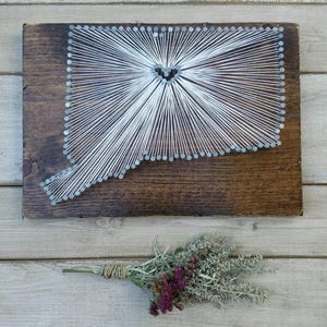 Connecticut String Art, Connecticut Home Sign, Connecticut wood sign, Connecticut Nail Art, Connecticut rustic decor, 9x13, 16x24