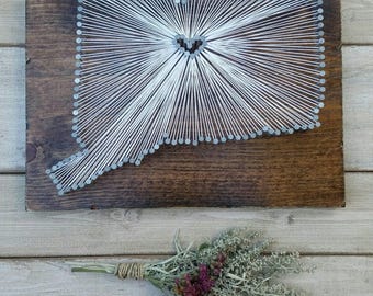 Connecticut String Art, Connecticut Home Sign, Connecticut wood sign, Connecticut Nail Art, Connecticut rustic decor, 9x13, 16x24