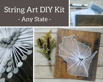 DIY Wisconsin String Art Kit, State string Art Kit, Wisconsin Nail Art, Wisconsin love, Wisconsin home, Rustic Decor, Wisconsin decor, 11x13