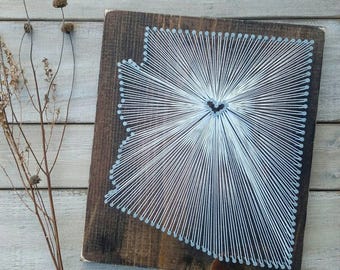 Arizona String Art, Arizona Home Sign, Custom Arizona Decor, Arizona Map, Arizona Custom Sign, Arizona Nail Art, Arizona Gifts, 11x13, 24x24