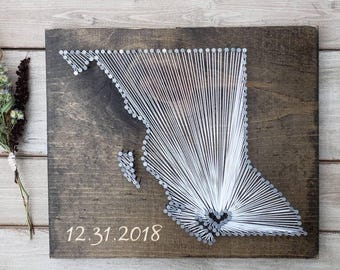 British Columbia String Art sign, British Columbia Map Canada Wall Art, Canada Nail Art Custom Sign Print Rustic Decor, 11x13, 24x24