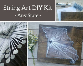 DIY Missouri String Art Kit, State string Art Kit, Missouri Nail Art, Missouri Gifts, Missouri love, Missouri home, Rustic Wall Art, 11x13