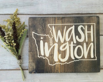 Washington Sign, Washington Decor, Washington, Washington Love, Washington Home Decor, Rustic Decor, Home Decor, State Art, 9x11