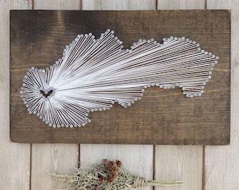 Slovakia String Art sign, Slovakia Wall Art, Slovakia Nail Art Sign, Slovakia Custom Sign, Slovakia Rustic Decor, Wood Wall Art, 9x15