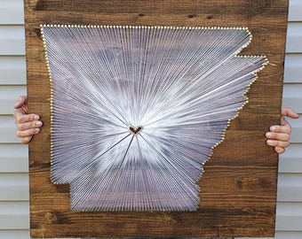 Arkansas String Art, Arkansas Decor, State String Art, Rustic Decor, Arkansas Gifts, Arkansas Map, Custom Sign, 11x13, 24x24