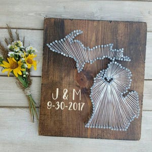 Michigan String Art, Personalized Home Decor, Engagement Gift