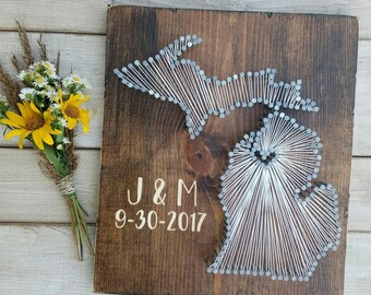 Michigan String Art, Michigan Home Sign, Michigan Decor, Michigan Nail Art, Michigan State University, Michigan Wolverines,  11x13, 24x24