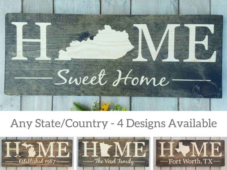 Kentucky State Sign Home Sweet Home Kentucky Decor Kentucky Etsy