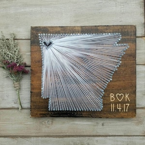 Custom Arkansas String Art Map, Rustic State Decor, Personalized Gift
