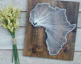 Africa String Art, Africa Decor, State string Art, Africa Nail Art, Rustic Decor, custom sign, adoption gift, Africa Gift, 11x13, 24x24