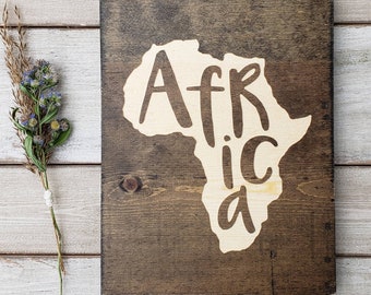 Africa Sign, Adoption Gift, Africa Decor, Africa Print, Africa Love, Africa Wood Home Decor, Rustic Home Decor, State Art, 9x11