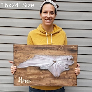 North Carolina String Art, Rustic State Decor, Custom Location