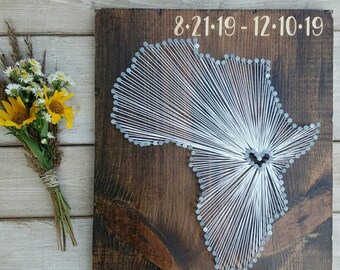 Africa String Art, Africa Decor, State string Art, Africa Nail Art, Rustic Decor, custom sign, adoption gift, Africa Gift, 11x13, 24x24