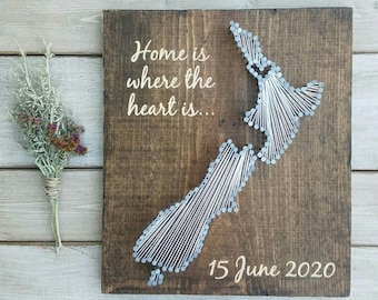 New Zealand String Art Decor, New Zealand Decor, New Zealand Nail Art, New Zealand Wall Art, New Zealand Map, 11x13, 24x24