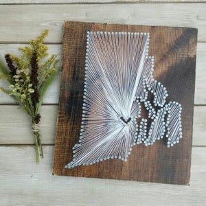 Rhode Island String Art, Rustic Wood Sign, Custom Location Gift
